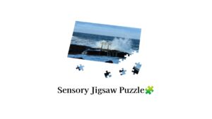 茨城県大洗・神磯の鳥居に荒波が打ちつける風景の木製ジグソーパズル「Sensory Jigsaw Puzzle」